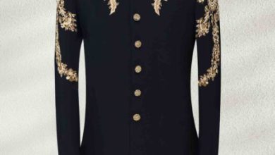 Dark-Black-Wedding-Sherwani-With-Golden