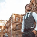 the man in the suit walks